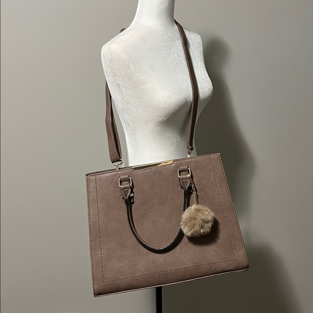 Call It Spring Top Handle Tote with Crossbody Strap Vegan Leather Taupe - Picture 3 of 17